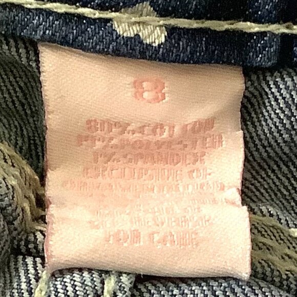 Candie's Girl Denim Capri Jeans Blue / White Hearts Adjustable Waist Sz 8 Cotton - Picture 3 of 13